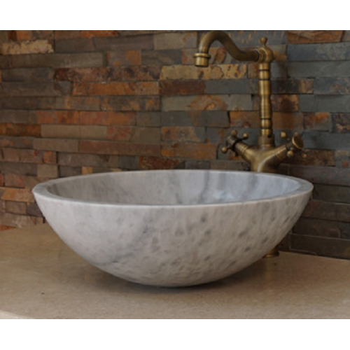 Guangxi round white marble vessel sink
